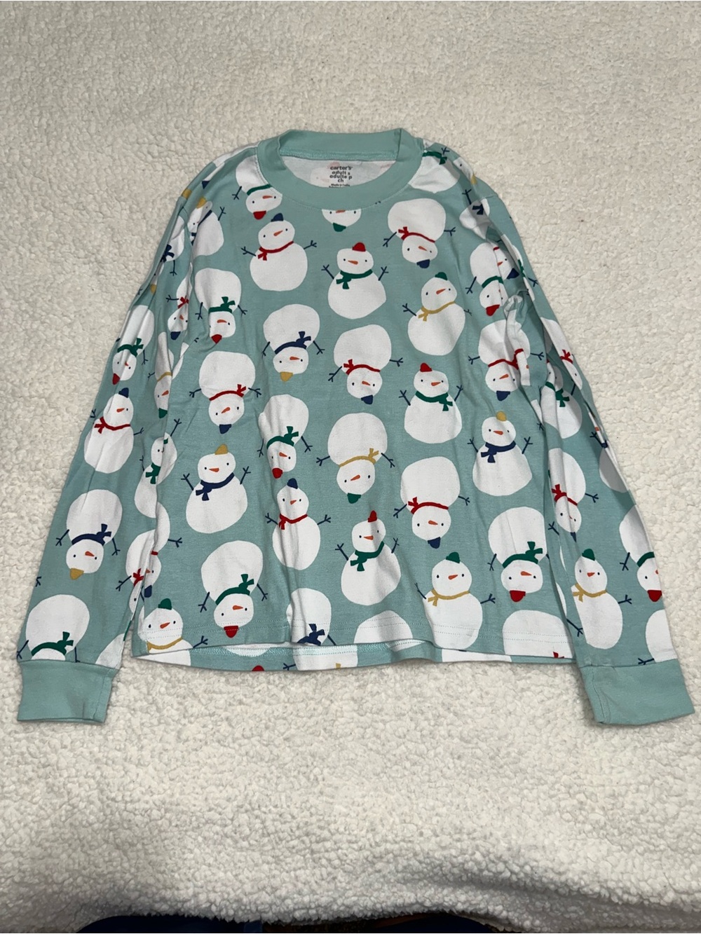 Carter's Mint Green Snowman Long Sleeve Pajama Top